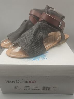 Pierre Dumas Kids Black & Brown Open-Toe Buckle Sandals
